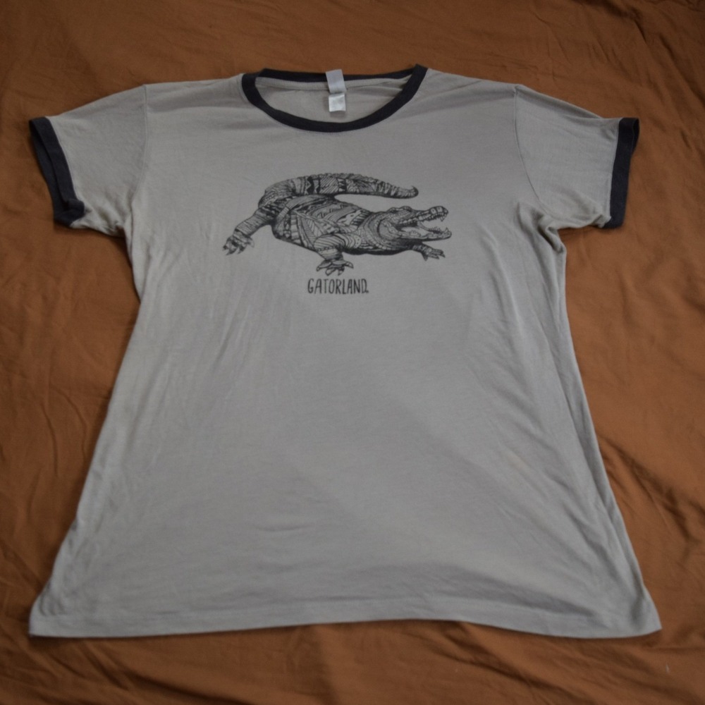 Gatorland Pima Apparel Alligator Graphic Ringer T-Shirt Tan XL